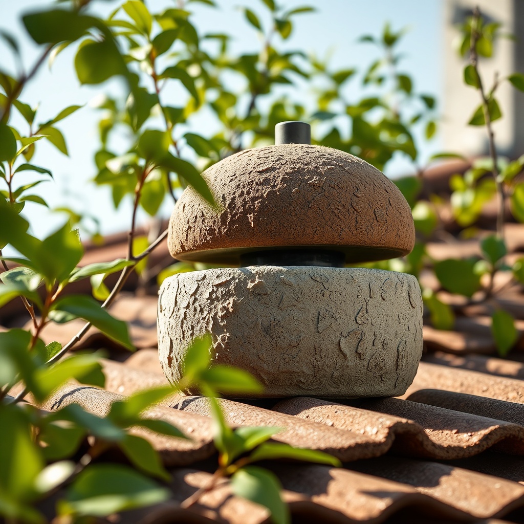 A photorealistic close-up of a Bramac Ekolojik Kiremit on a modern roof