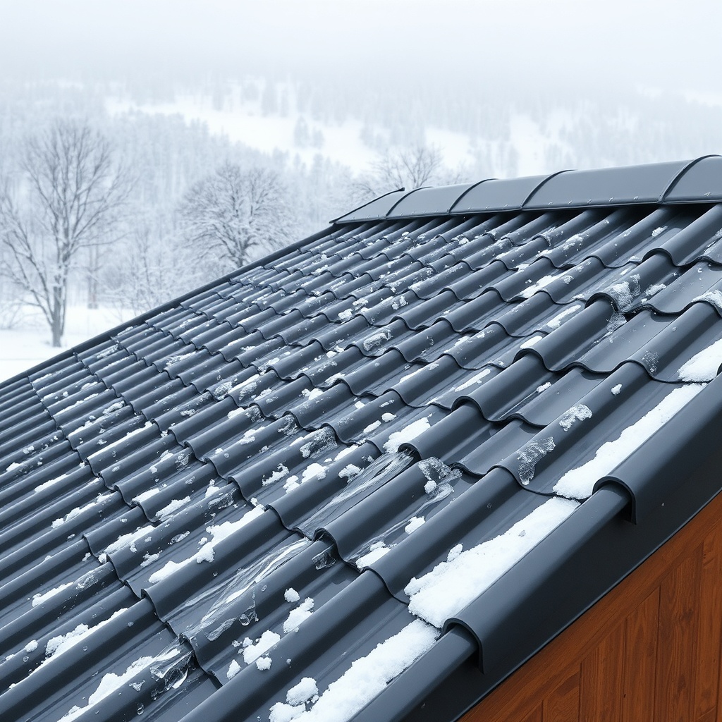 <clean photorealistic photo showing Onduline corrugated roof sheets on a sloped roof with